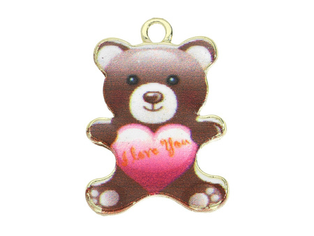 Miś SweetCharm™ / zawieszka charms / 21x15x2mm / złoty, brązowy / 2szt