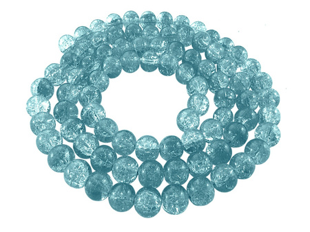 Koraliki szklane crackle / kula / niebieski / 10mm / otwór 1mm / 1sznur / 85 koralików