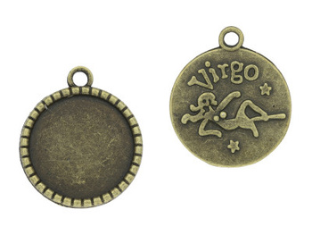 Virgo-Panna / zawieszka / kaboszon 20mm / 27x24x2mm / antyczny brąz / otwór 2.5mm / 2szt