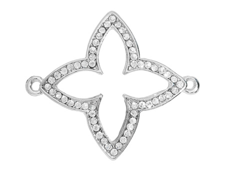Kwiat Glamm™ / łącznik / 50 cyrkonii / 28x33mm / kolor jasny srebrny / 1szt