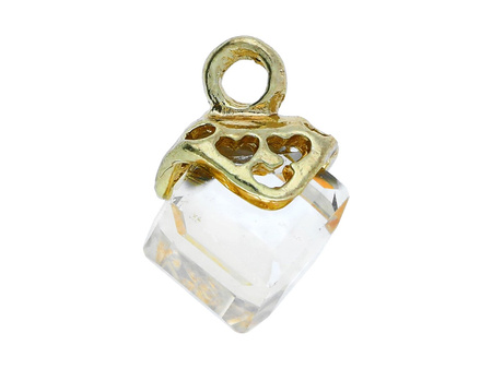 Cube / zawieszka charms / 16x12x10mm / KC Gold, Lt. Silk / 1szt