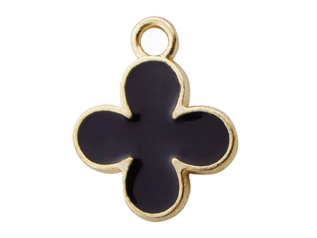 Koniczynka SweetCharm™ / zawieszka charms / 15x12mm / złoto-czarny / otwór 1.6mm / 1szt