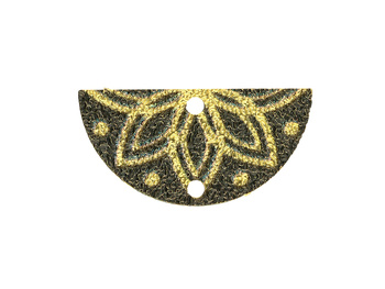 Półkole z mandalą / łącznik / 20x10mm / mosiądz / czarny, złoty / 1szt