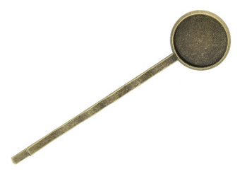 Wsuwka do włosów / z mosiądzu / kaboszon 12mm / 58x14x5mm / antyczny brąz / 2szt