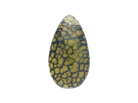 Agat / zawieszka / kropla / 49x27x8mm / zielono-czarny / 1szt