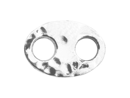Łącznik Owal z fakturą 22x15mm, z dwoma otworami / kolor srebrny / otwór 6.0mm / 4szt