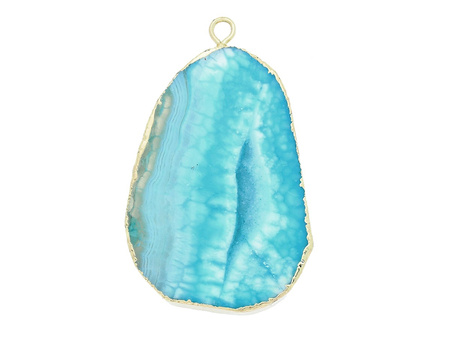 Agat druzy / zawieszka / plaster nieregularny / 57x37x13mm / błękinty / 1szt
