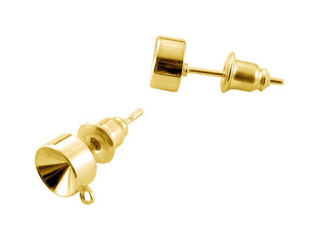 Sztyfty i baranki z silikonowym wypełnieniem / kolor złoty / 5mm / otwór 0,5mm / 2szt.