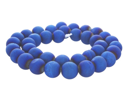 Agat druzy / kula / 10mm / Deep Blue / 38szt