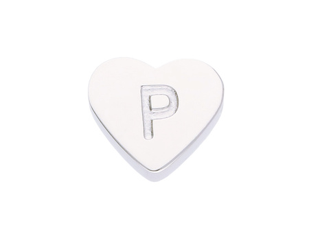 Literka P / przekładka / stal chirurgiczna / 6x7mm / otwór 1.4mm / srebrny / 1szt