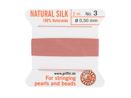 GRIFFIN™ / nić jedwabna z igłą / 0.50mm / dark pink / 2m