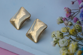 Sztyfty prostokąty ozdobne / stal chirurgiczna / 27x16mm / złoty / 2szt