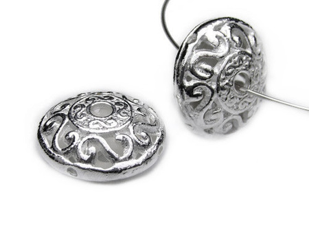 Przekładka ozdobna / ażurowa / pastylka / posrebrzana / 16x8mm / otwór 3mm / 1szt