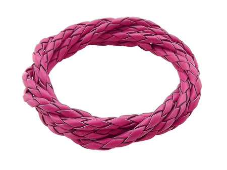Rzemień ekologiczny, pleciony, okrągły / różowy, amarantowy / 4mm / 1m