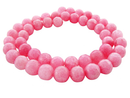 Agat, kula fasetowana 7-8mm / kolor różany / otwór 1.6mm / 45szt / 1 sznur