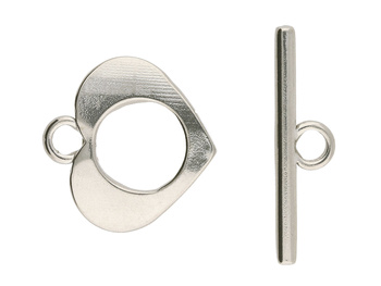 Zapięcie toggle / serce / stal chirurgiczna / 16x16 + 22x6mm / srebrny / 1szt
