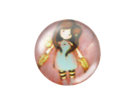 Kaboszony szklane z grafiką 14mm PT1505 / różowy / 4szt