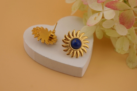 Sztyfty z niebieskim oczkiem / stal chirurgiczna / 17mm / złoty / 2szt