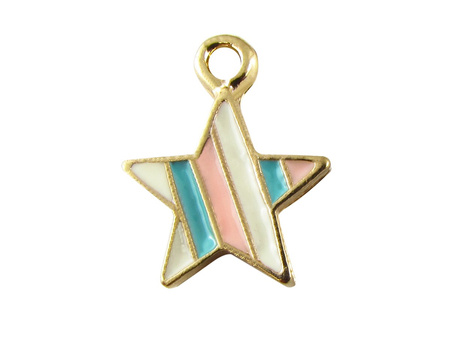 Gwiazda SweetCharm™ / zawieszka charms / 19x14mm / złoty, biały, różowy, błękitny / otwór 2mm / 1szt