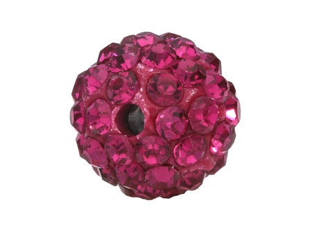 Discoteque™ / kula / 10mm / 56 cyrkonii / Fuchsia / 2szt