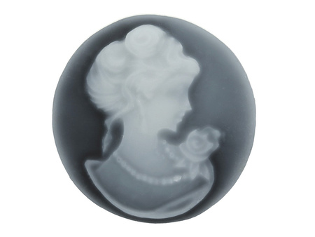 Kamea / kaboszon / okrągły / 12x12mm / czarno-szary / 4szt