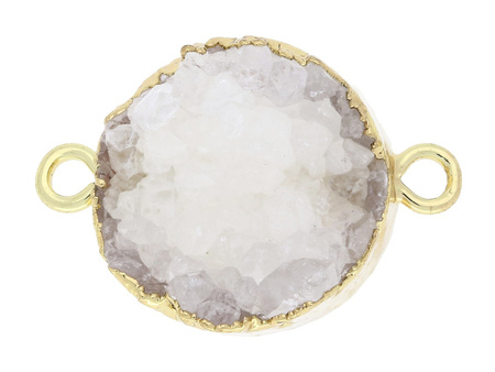 Agat druzy / w okuciu / łącznik / dysk / 19x16x8mm / szarobiały / 1szt