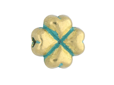 Koniczynka / przekładka / 8x8x4mm / antyczny złoty-Aqua / otwór 1.5mm / 5szt