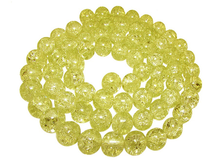 Koraliki szklane crackle / kula / żółty / 6mm / otwór 1mm / 1sznur / 145 koralików