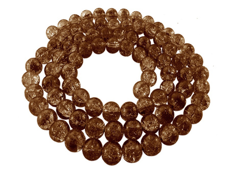 Koraliki szklane crackle / kula / brązowy / 8mm / otwór 1mm / 1sznur / 110 koralików