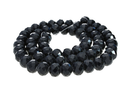 CrystaLove™ / kryształki szklane / rondelle / 9x12mm / czarny / lustrzany / 70szt