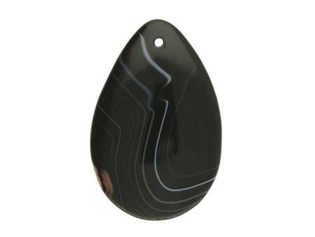 Agat / zawieszka / kropla / 44x29x7mm / czarny, biały / 1szt