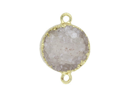 Agat druzy / w okuciu / łącznik / dysk / 15x22x9mm / platynowy / 1szt