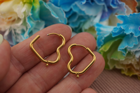 Bigle serce z podwieszką / stal chirurgiczna / 18x22mm / złoty / 2szt