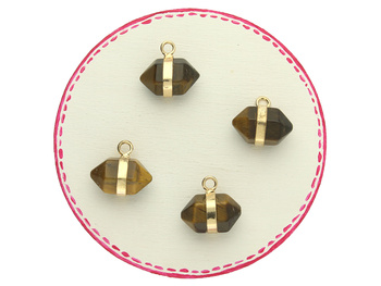 Tygrysie oko / grot w okuciu / zawieszka / 16x15mm / metal / 1szt