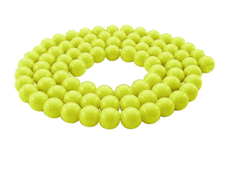 Koraliki powlekane / limonkowy / neonowy / kula / 8mm / otwór 1mm / 1 sznur / 107 koralików
