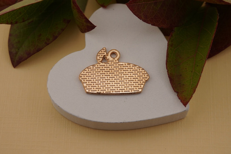 Placek dyniowy / zawieszka emaliowana / 17x24mm / metal / złoty / 1szt