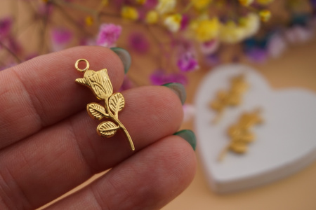 Róża / zawieszka ze stali chirurgicznej / 10x25mm / złoty / 1szt