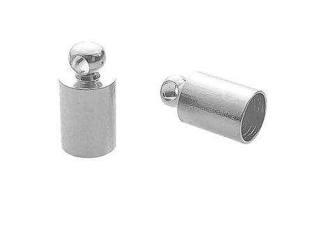 Końcówki do wklejania, okrągłe / kolor srebrny / 7x11mm / otwór 6mm / 4szt