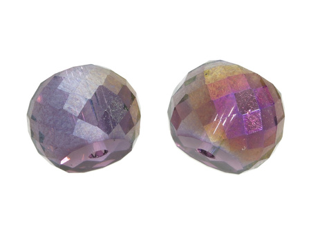 CrystaLove™ / kryształki szklane / drum / 6x8mm / fioletowy / opalizujący / 6szt