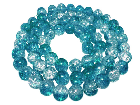 Koraliki szklane crackle / kula / niebiesko-biały / 12mm / otwór 1,2mm / 1sznur / 70 koralików