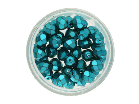 Firepolish™ / 6mm / Jet Heavy Metal / Turquoise / 40szt