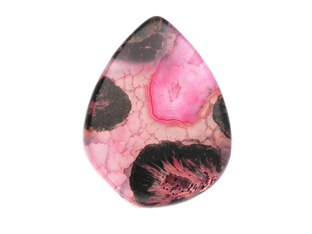 Agat / kropla płaska / 33x25x8mm / różowo-czarny / 1szt