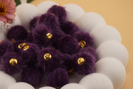 Pomponik / zawieszka / 15mm / fioletowy / 1szt