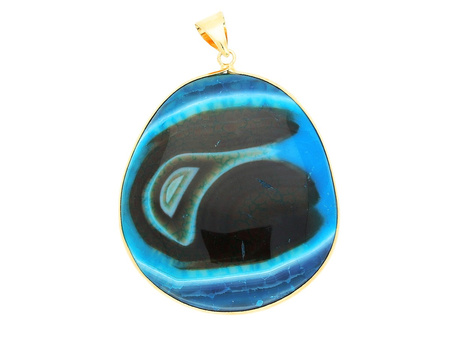 Agat / zawieszka / koło nieregularne / 52x44x11mm / niebiesko-czarny / 1szt