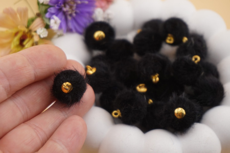 Pomponik / zawieszka / 15mm / czarny /1szt