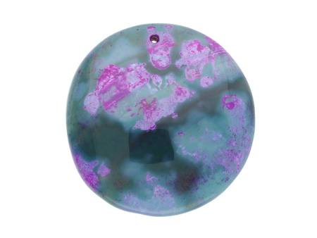 Agat / zawieszka / koło / 45x45x6mm / zielono-różowy / 1szt