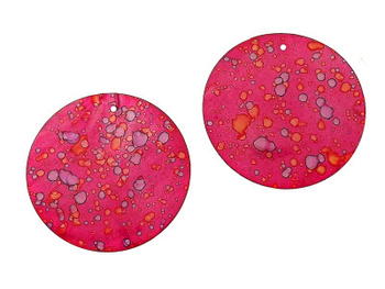 Koraliki masa perłowa, koło / różowo-pomarańczowy / 45x1mm / otwór 2mm / 2szt