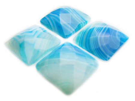 Kamień naturalny, kaboszon, agat barwiony / szlifowany / kwadrat / 20x20x6mm / 1szt