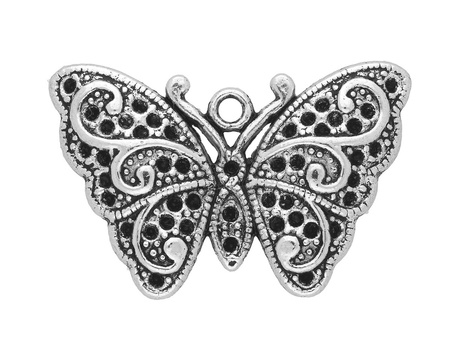 Motyl / zawieszka charms / 20x31x3mm / srebrny / 2szt