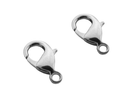 Karabińczyki klasyczne, miedziane 12mm / kolor srebrny / otwór 1.5mm / 4szt